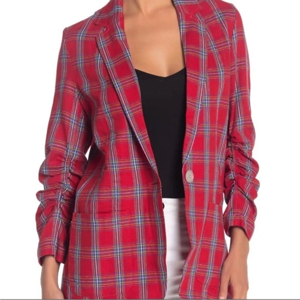 Max Studio Red Plaid Blazer